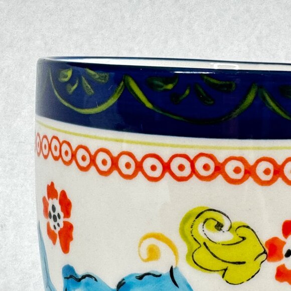 Dutch Wax Coastline Imports Coffee Tea Cup Mug Hand Painted Blue Floral READ - Picture 7 of 8